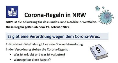 Der Titel und die ersten Zeilen der Corona-Regeln in Leichter Sprache vom 19. Februar 2022