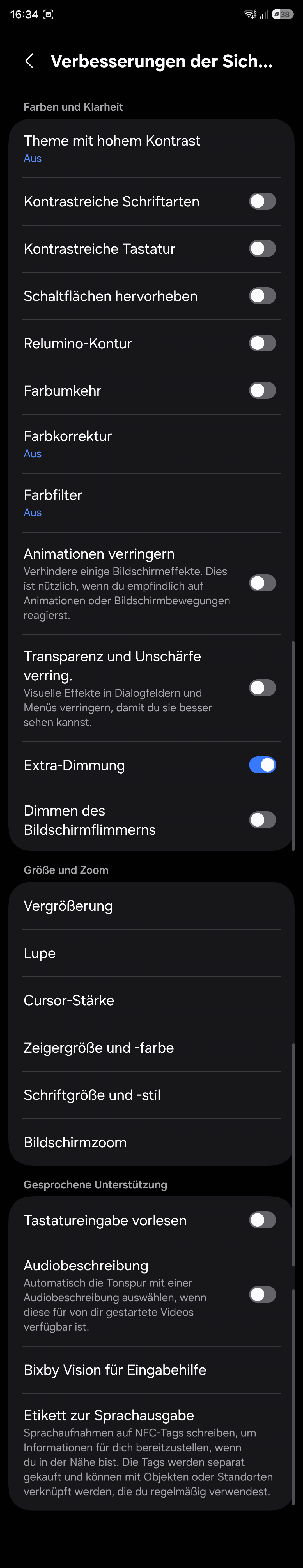 Bildschirmfoto: Verbesserungen der Sichtbarkeit in Android 16