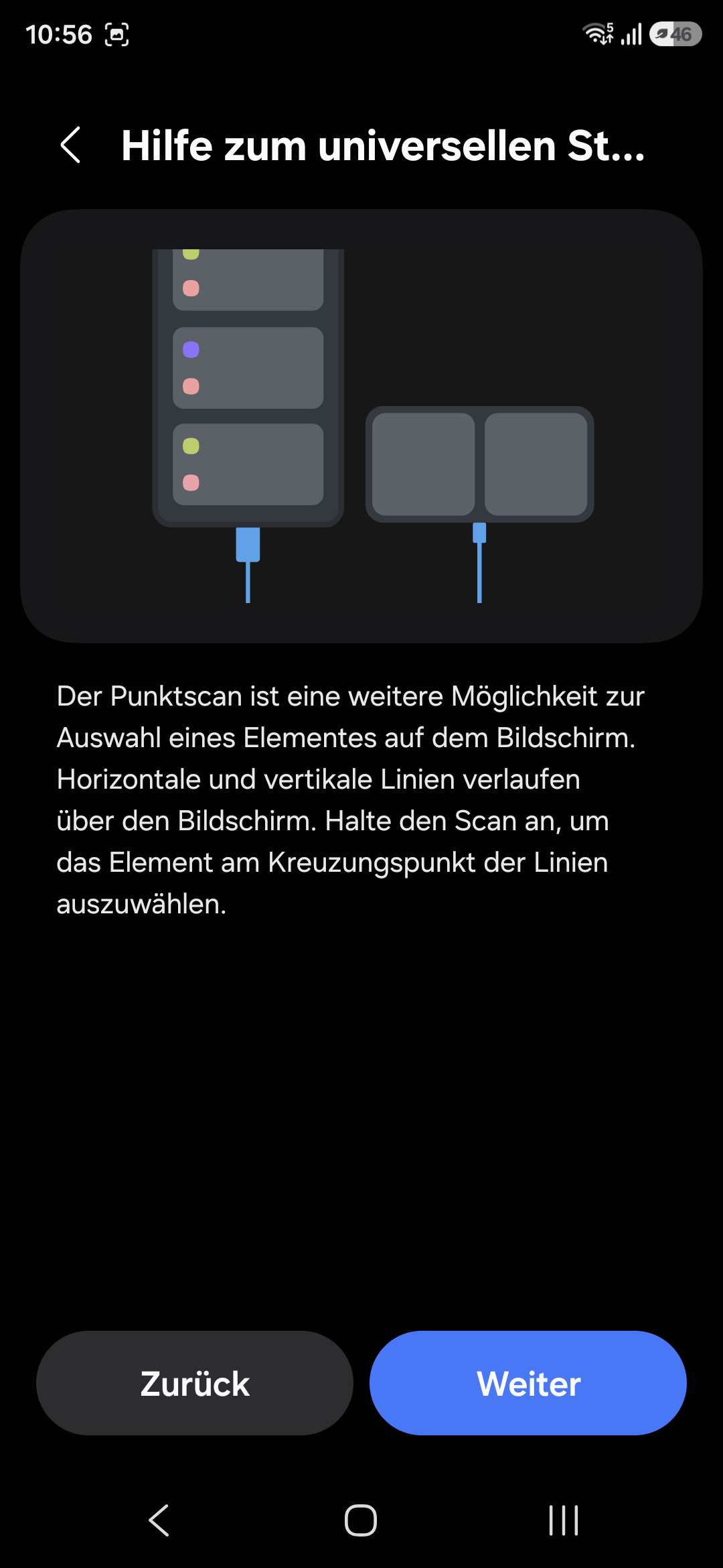 Bildschirmfoto: Einführung zum Universelle Steuerbefehl in Android 16, Schritt 2
