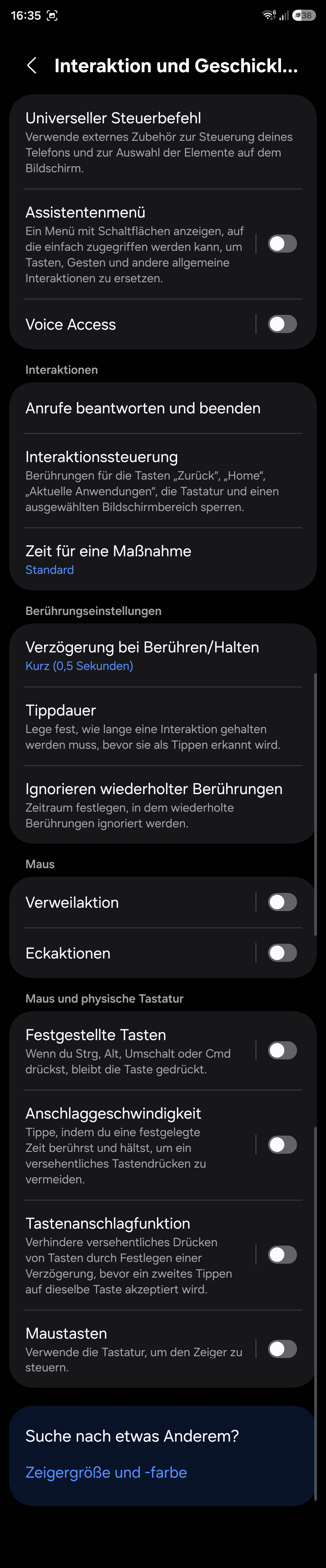 Bildschirmfoto: Interaktion und Geschicklichkeit in Android 16