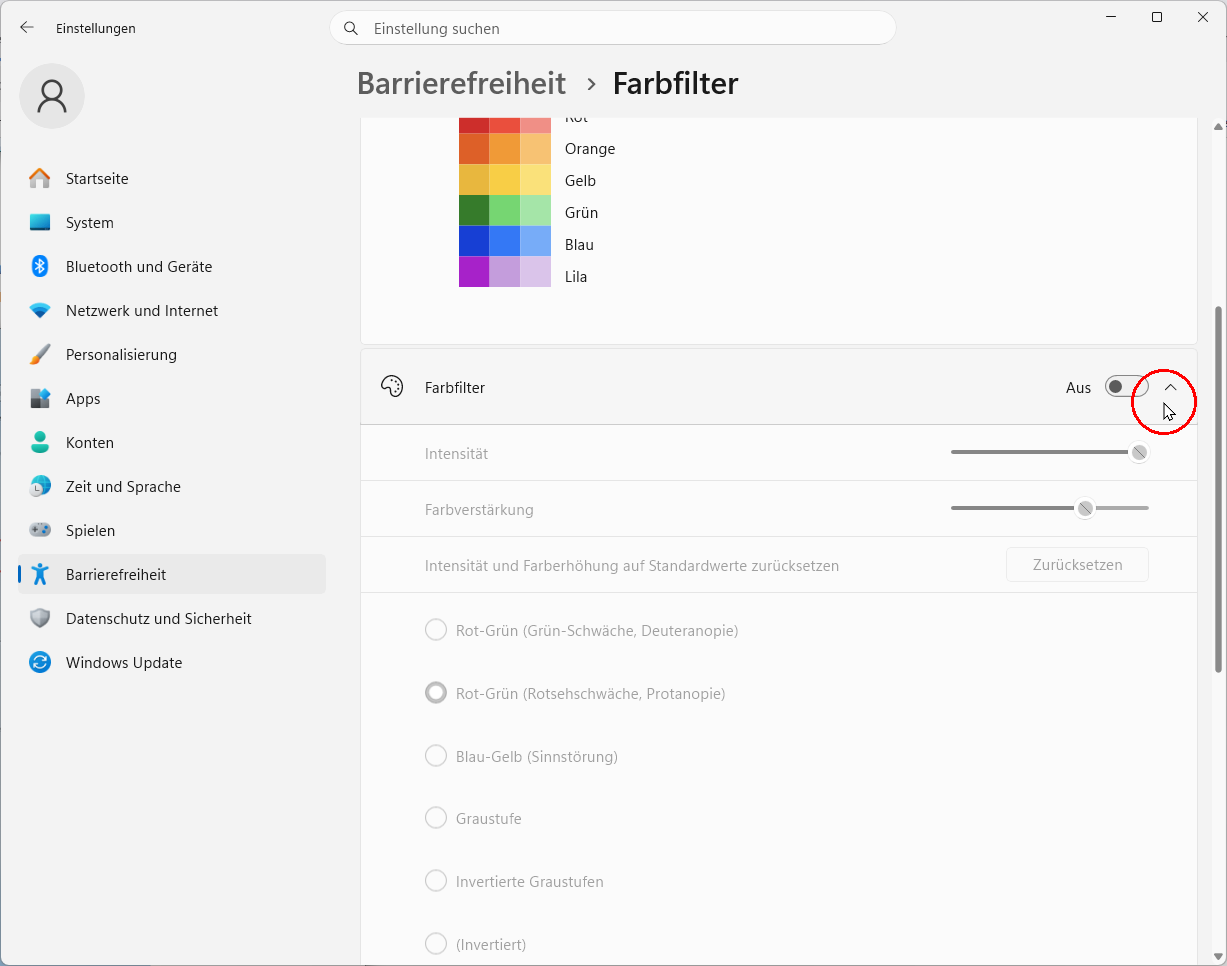 Barrierefreiheit Windows 11: Fabfilter