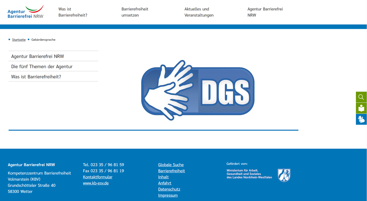 Bild von der Internetseite ab-nrw.de mit Infos in Gebärdensprache.