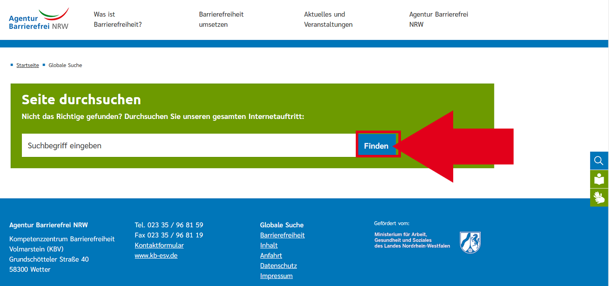 Bild von der Internetseite ab-nrw.de mit Pfeil das Wort 