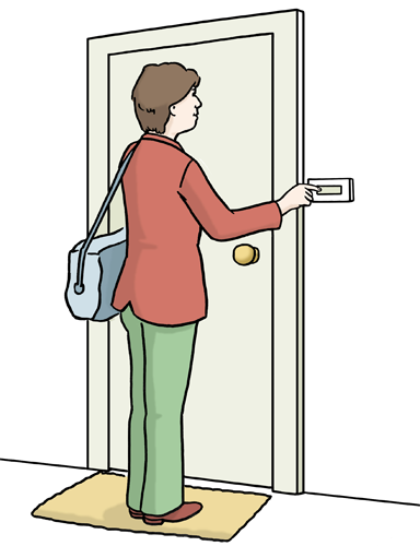 Eine Person klingelt an der Tür