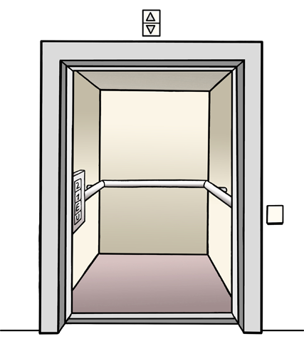 Aufzug mit offener Tür