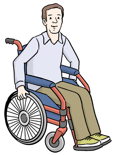 Ein Mann im Rollstuhl