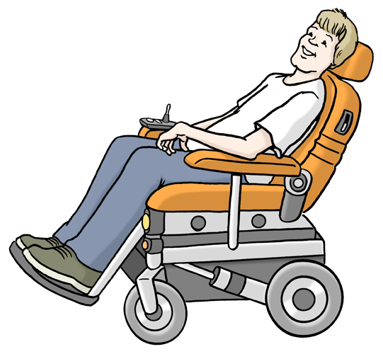 Mann in einem Elektro-Rollstuhl