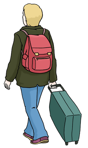 Eine Person mit Koffer 